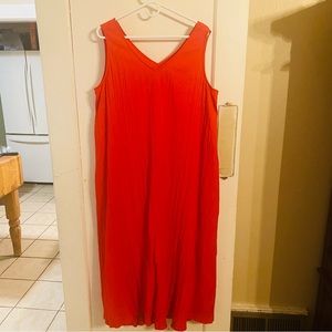 Jessica London Women's  Size 16 Double-V Maxi Dress Red Bohemian Hippie beach.